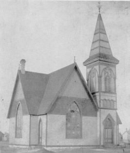First building of Presbyterian Church. Taken about 1889.